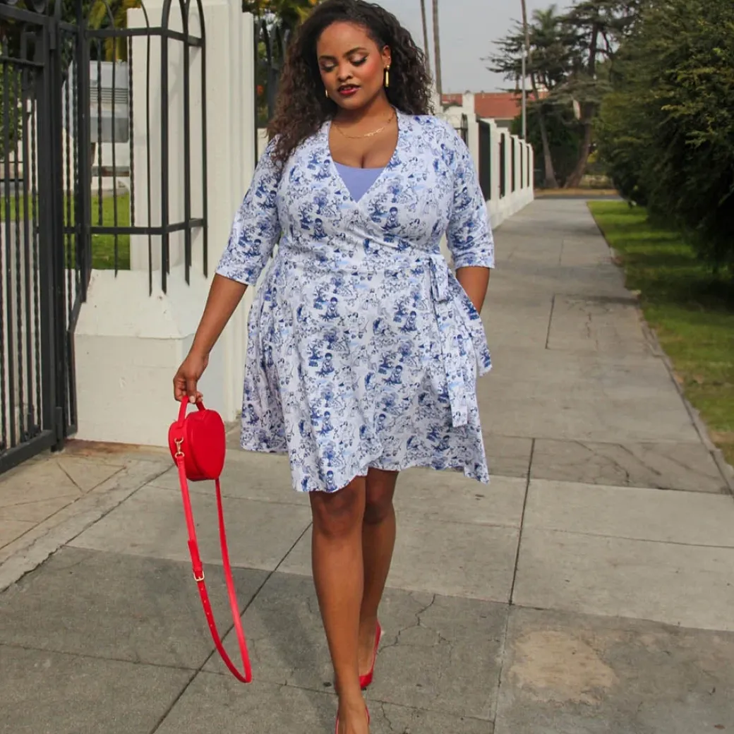 Mini Wrap Dress - Passion au Jardin - L'Amour Bleu