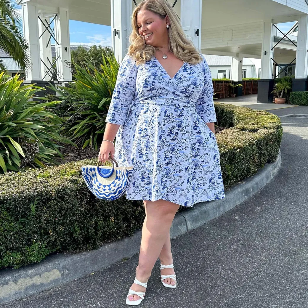 Mini Wrap Dress - Passion au Jardin - L'Amour Bleu