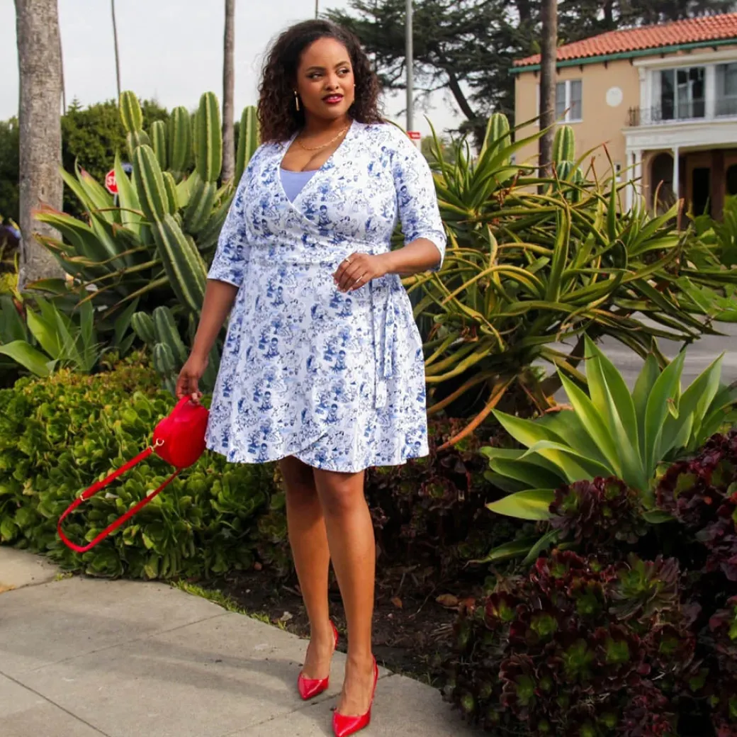 Mini Wrap Dress - Passion au Jardin - L'Amour Bleu