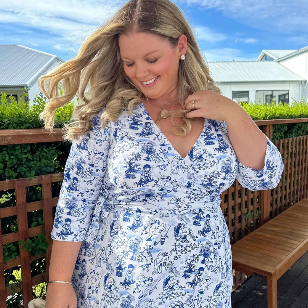 Mini Wrap Dress - Passion au Jardin - L'Amour Bleu
