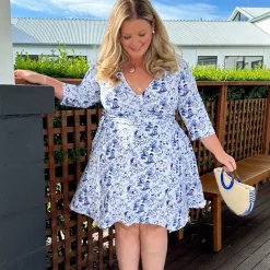 Mini Wrap Dress - Passion au Jardin - L'Amour Bleu