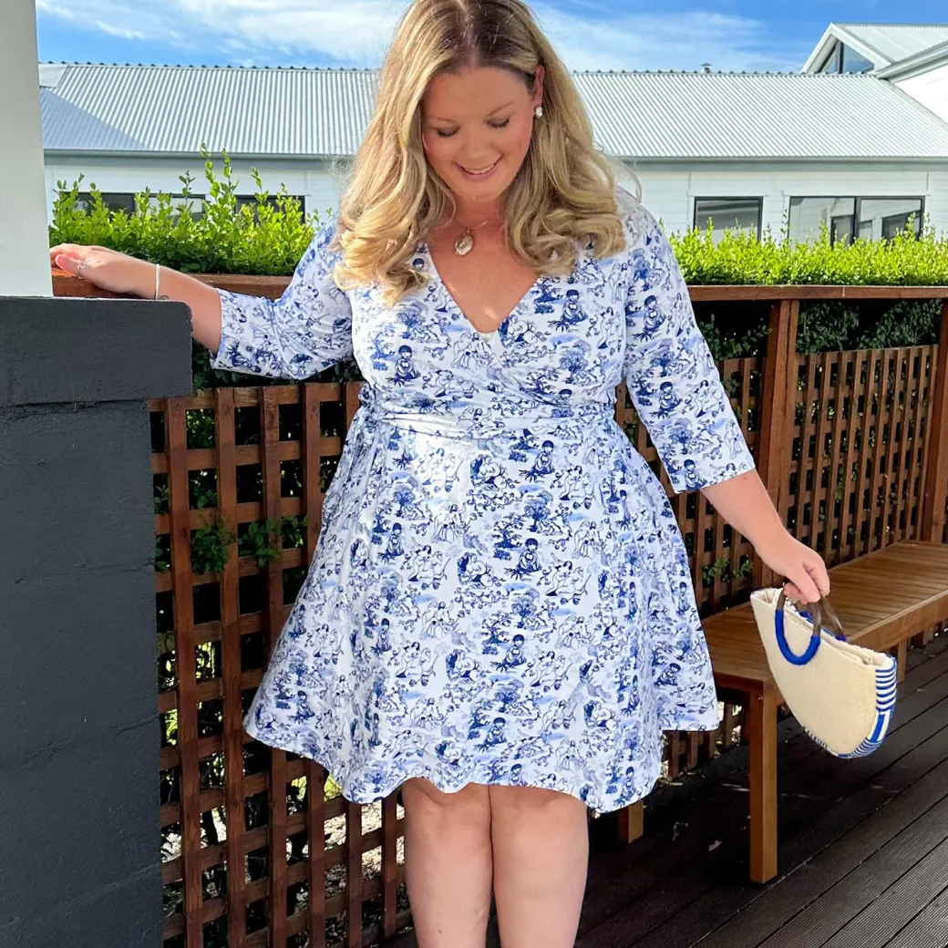 Mini Wrap Dress - Passion au Jardin - L'Amour Bleu