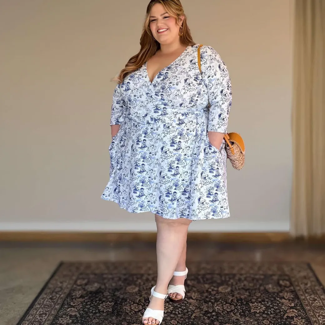 Mini Wrap Dress - Passion au Jardin - L'Amour Bleu