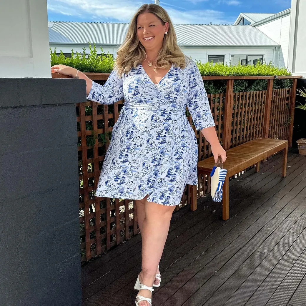 Mini Wrap Dress - Passion au Jardin - L'Amour Bleu