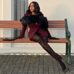 Mixed Denier Tights - Midnight Plaid