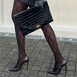 Mixed Denier Tights - Midnight Plaid
