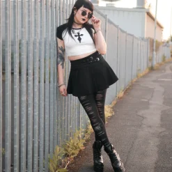 Mixed Denier Tights - Torn - Black