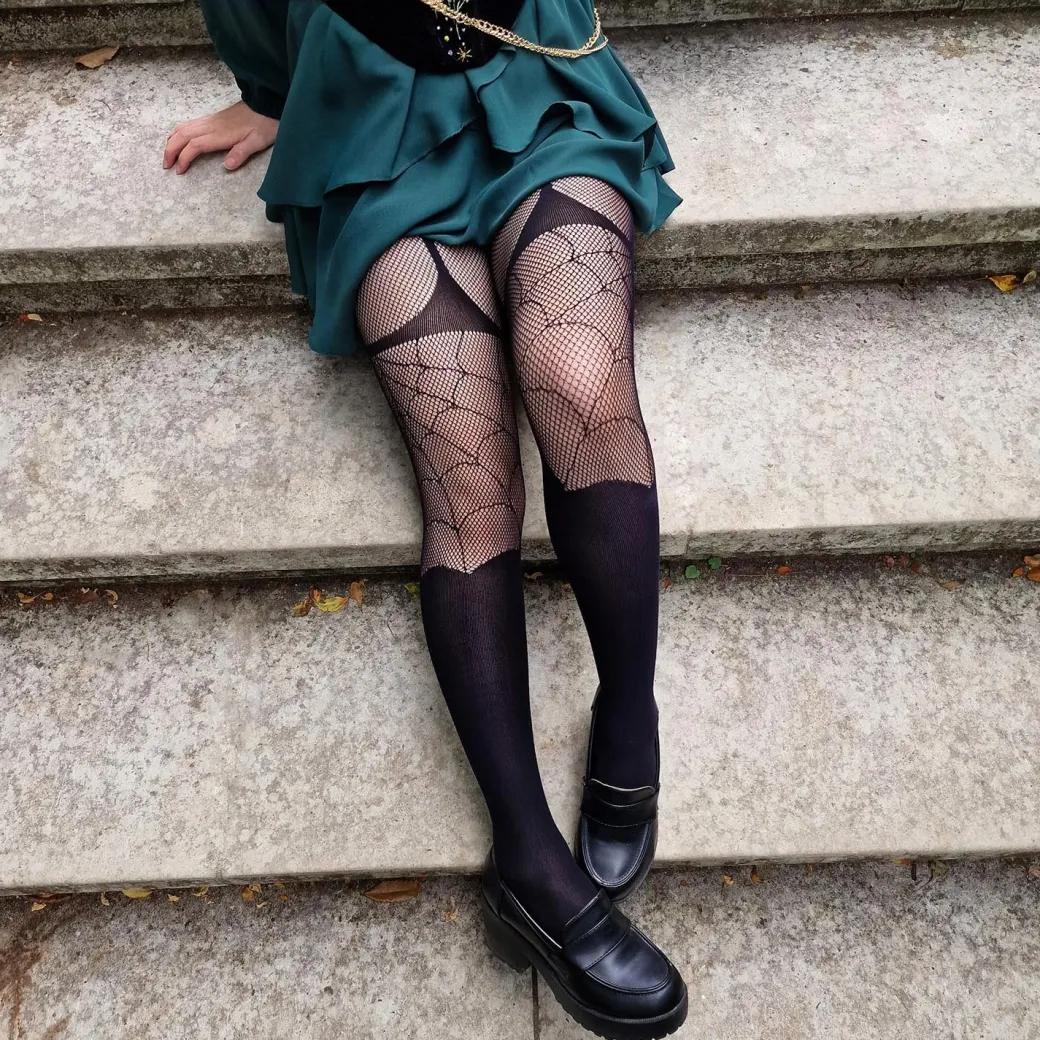 Mock Garter Fishnets - Venom