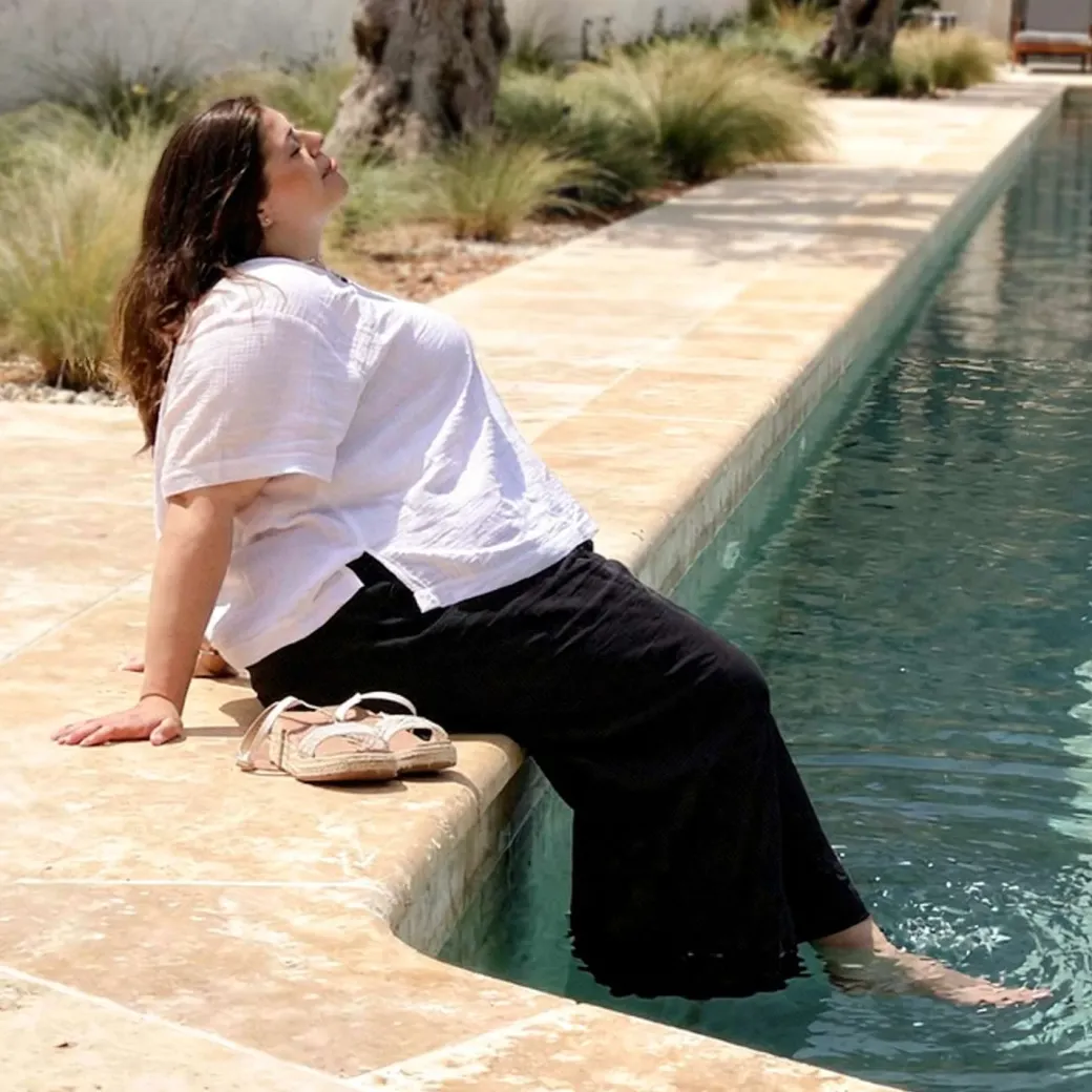 Noor Cotton Gauze Wide-Leg Trousers - Black