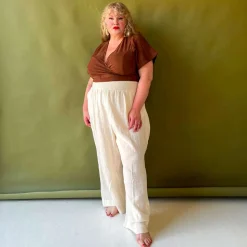 Noor Cotton Gauze Wide-Leg Trousers - Cream