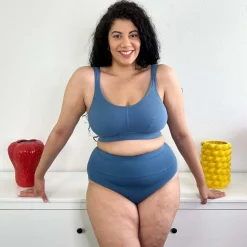 Organic Cotton Cheeky High Leg Knickers - Denim