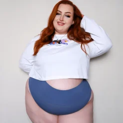 Organic Cotton Cheeky High Leg Knickers - Denim