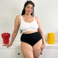 Organic Cotton Cheeky High Leg Knickers - Black