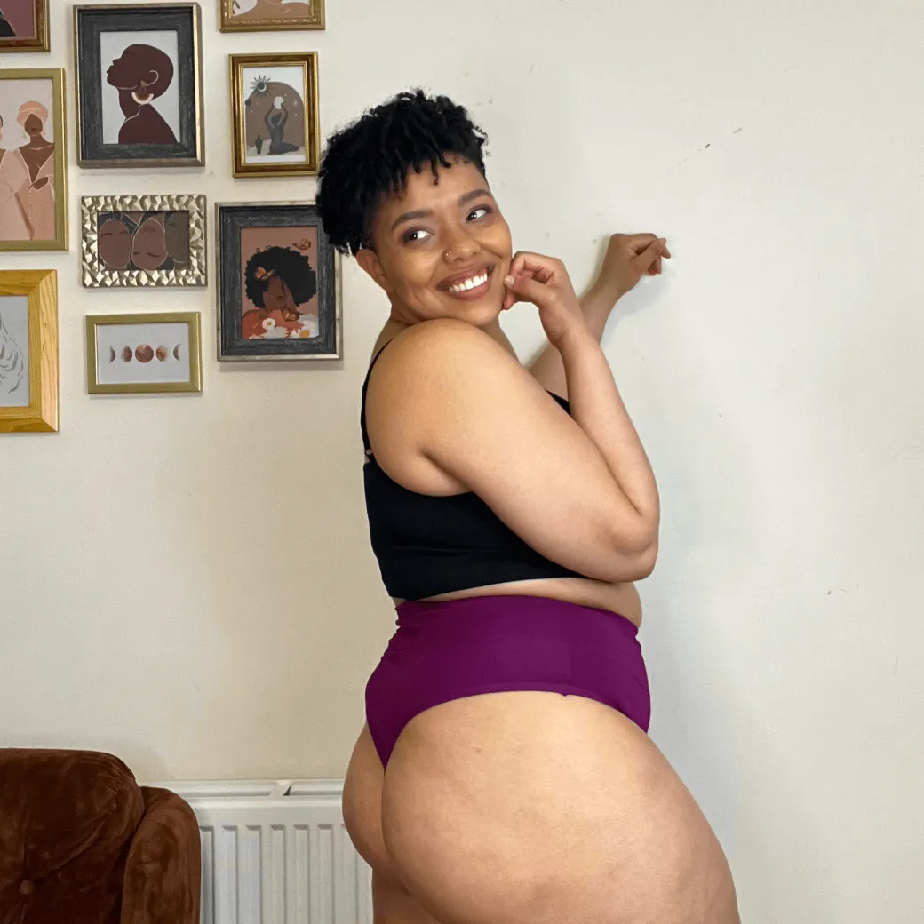 Organic Cotton Cheeky High Leg Knickers - Figgy Pudding