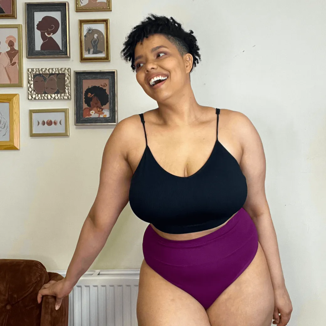 Organic Cotton Cheeky High Leg Knickers - Figgy Pudding