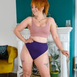 Organic Cotton Cheeky High Leg Knickers - Suffragette Purple