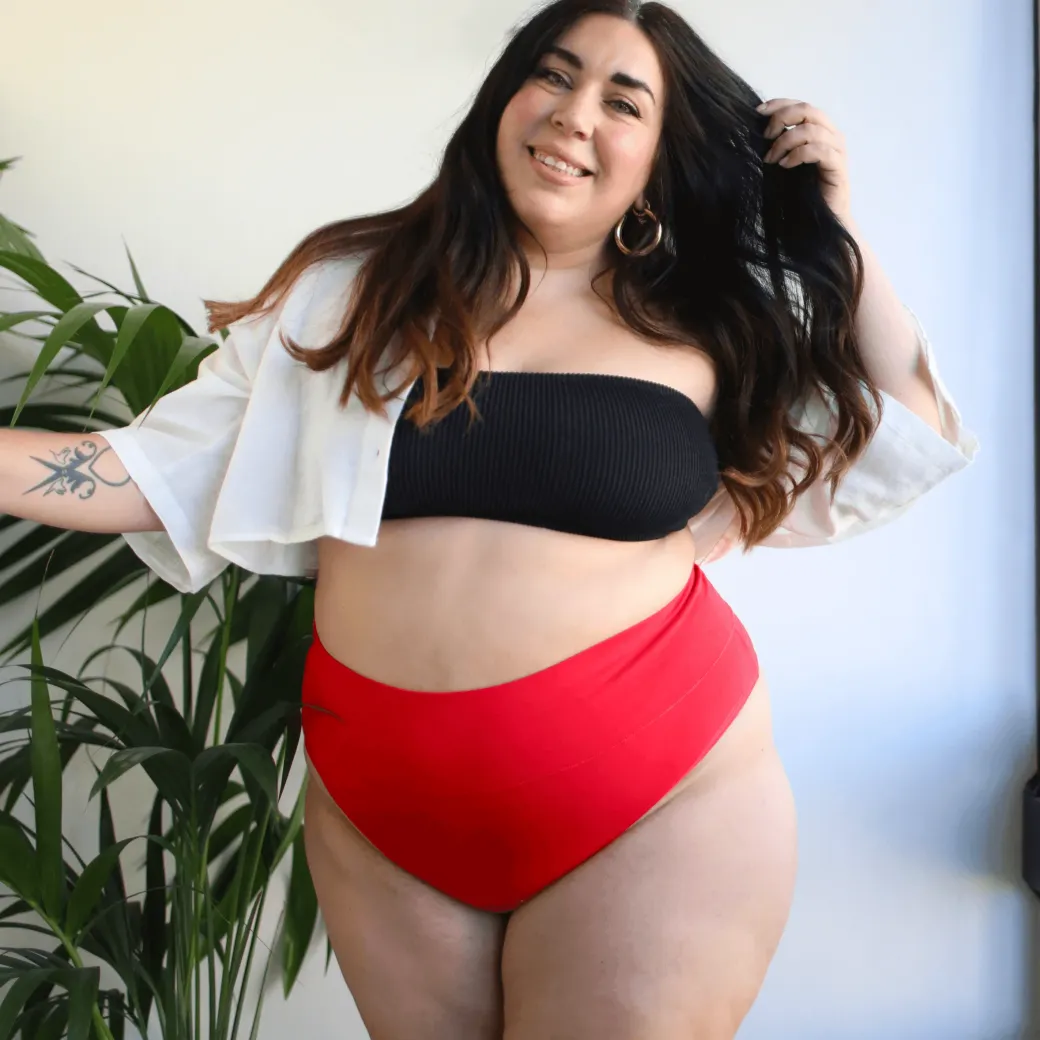 Organic Cotton Cheeky High Leg Knickers - Lobster