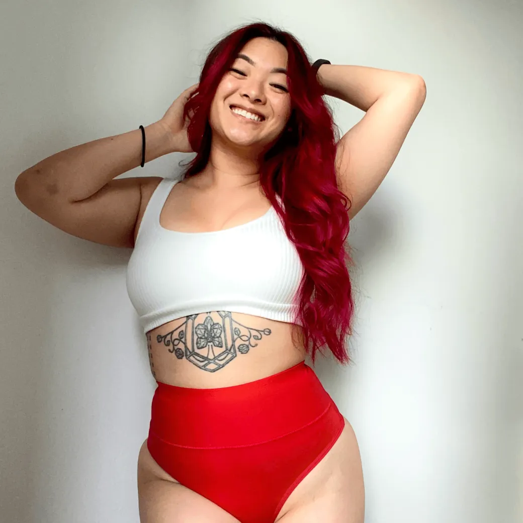 Organic Cotton Cheeky High Leg Knickers - Lobster