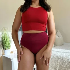 Organic Cotton Cheeky High Leg Knickers - Blood Red