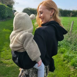 Organic Cotton Cropped Hoodie with Bow Back