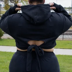 Organic Cotton Cropped Hoodie with Bow Back
