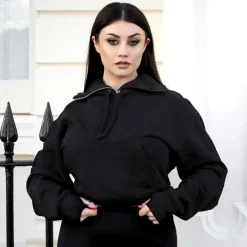 Organic Cotton Cropped Hoodie with Bow Back