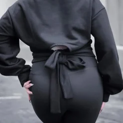 Organic Cotton Cropped Hoodie with Bow Back