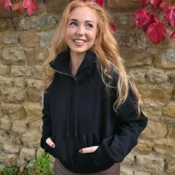 Organic Cotton Cropped Hoodie with Bow Back