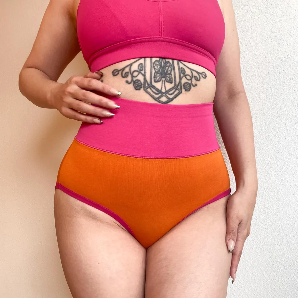 Organic Cotton Full Brief Duo Knickers - Papaya & Barbara