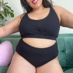 Organic Cotton Lacey Super High Waist Knickers - Black