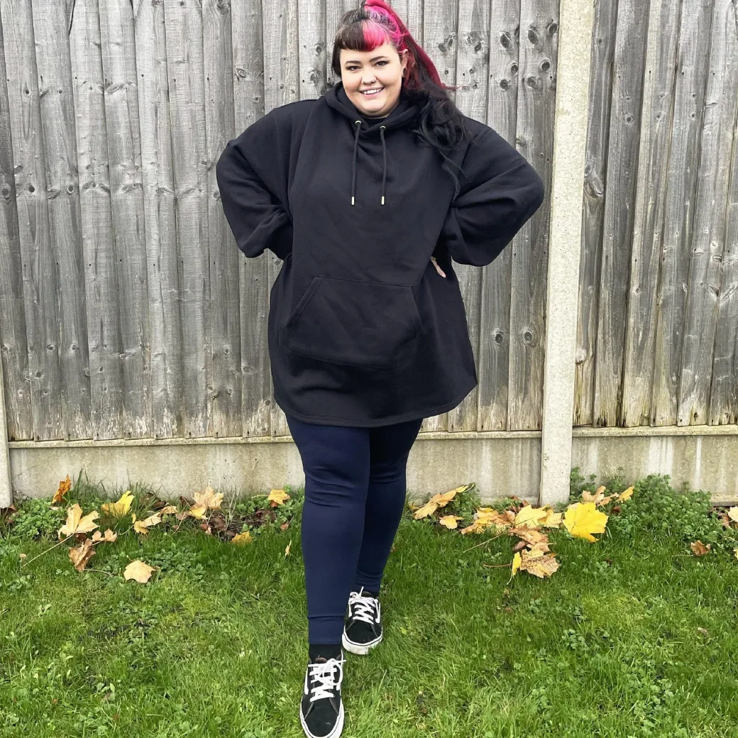 Organic Cotton Longline Hoodie - Black