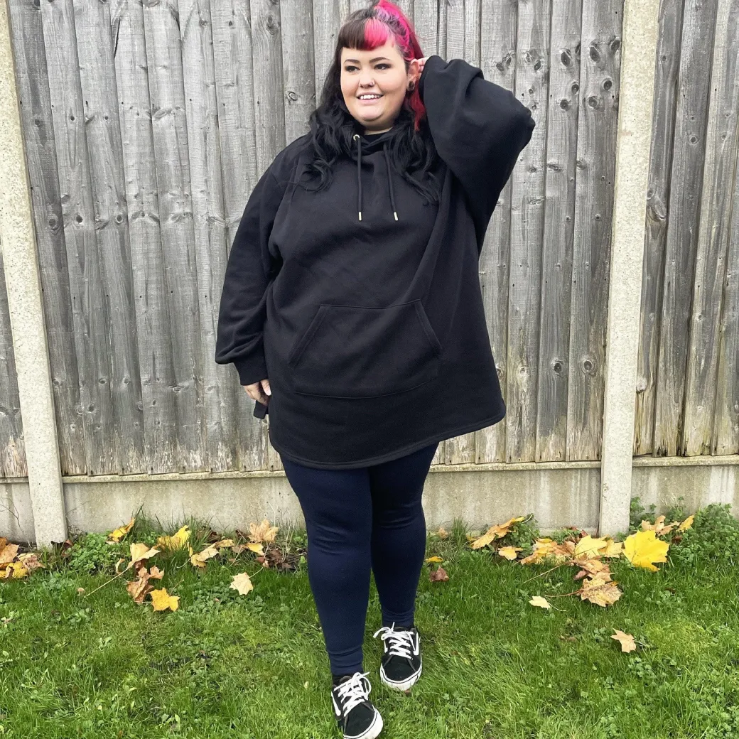 Organic Cotton Longline Hoodie - Black
