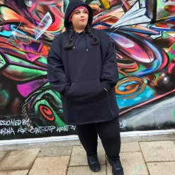 Organic Cotton Longline Hoodie - Black