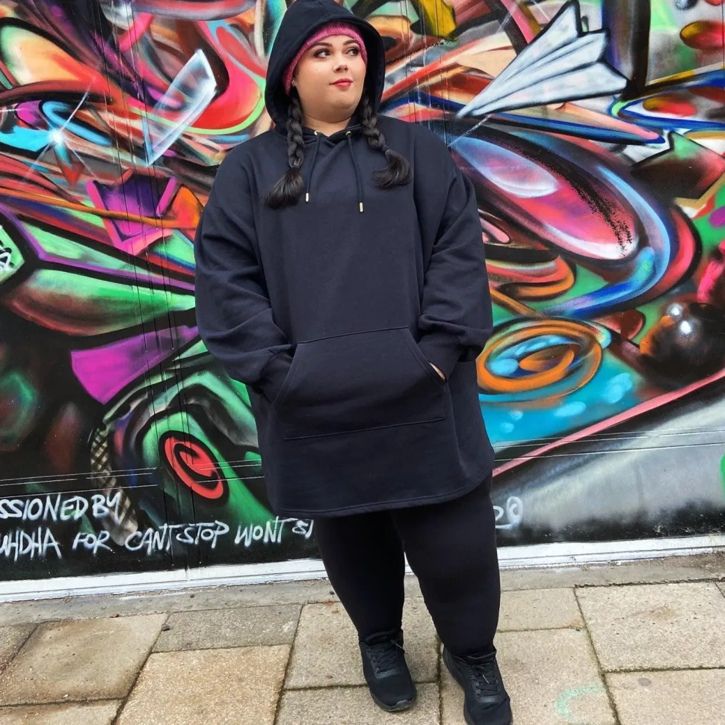 Organic Cotton Longline Hoodie - Black