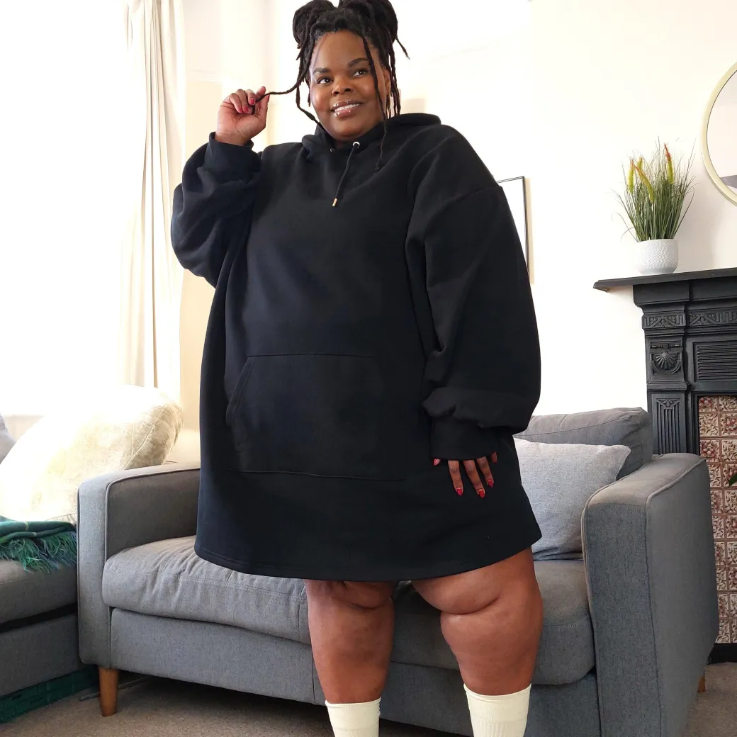 Organic Cotton Longline Hoodie - Black