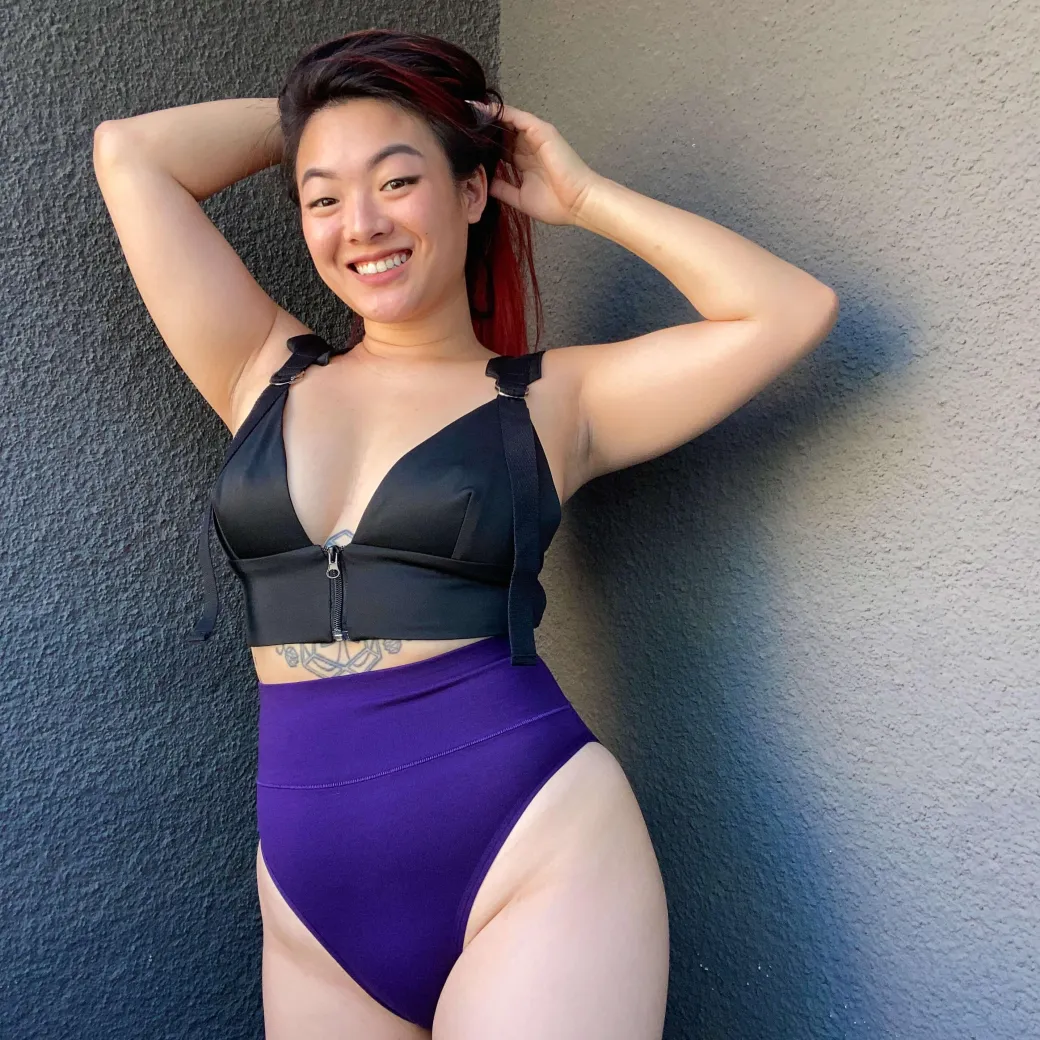 Organic Cotton Super High Leg Knickers - Suffragette Purple
