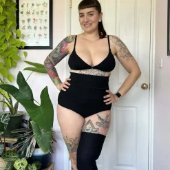 Organic Cotton Super High Waist Knickers - Black