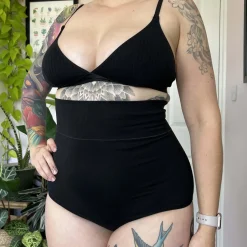 Organic Cotton Super High Waist Knickers - Black