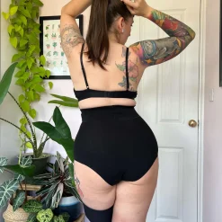 Organic Cotton Super High Waist Knickers - Black