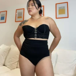 Organic Cotton Super High Waist Knickers - Black