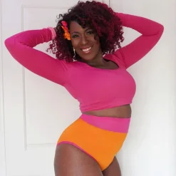 Organic Cotton Super High Waist Duo Knickers - Papaya & Barbara