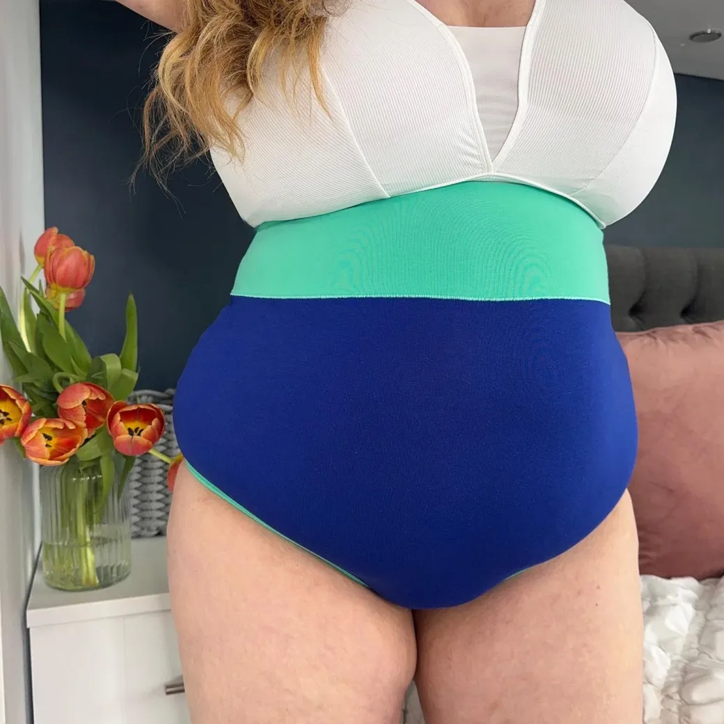 Organic Cotton Super High Waist Duo Knickers - Arabesque & Mint