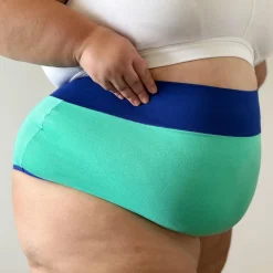 Organic Cotton Super High Waist Duo Knickers - Mint & Arabesque