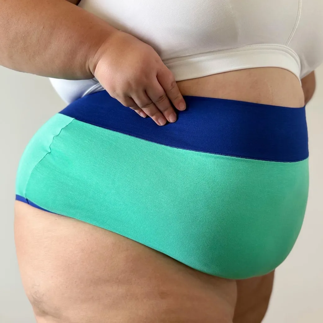 Organic Cotton Super High Waist Duo Knickers - Mint & Arabesque