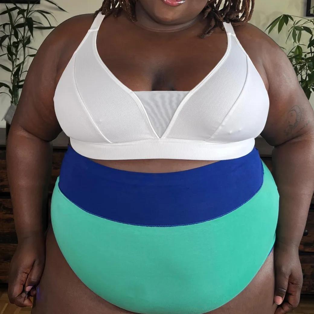 Organic Cotton Super High Waist Duo Knickers - Mint & Arabesque