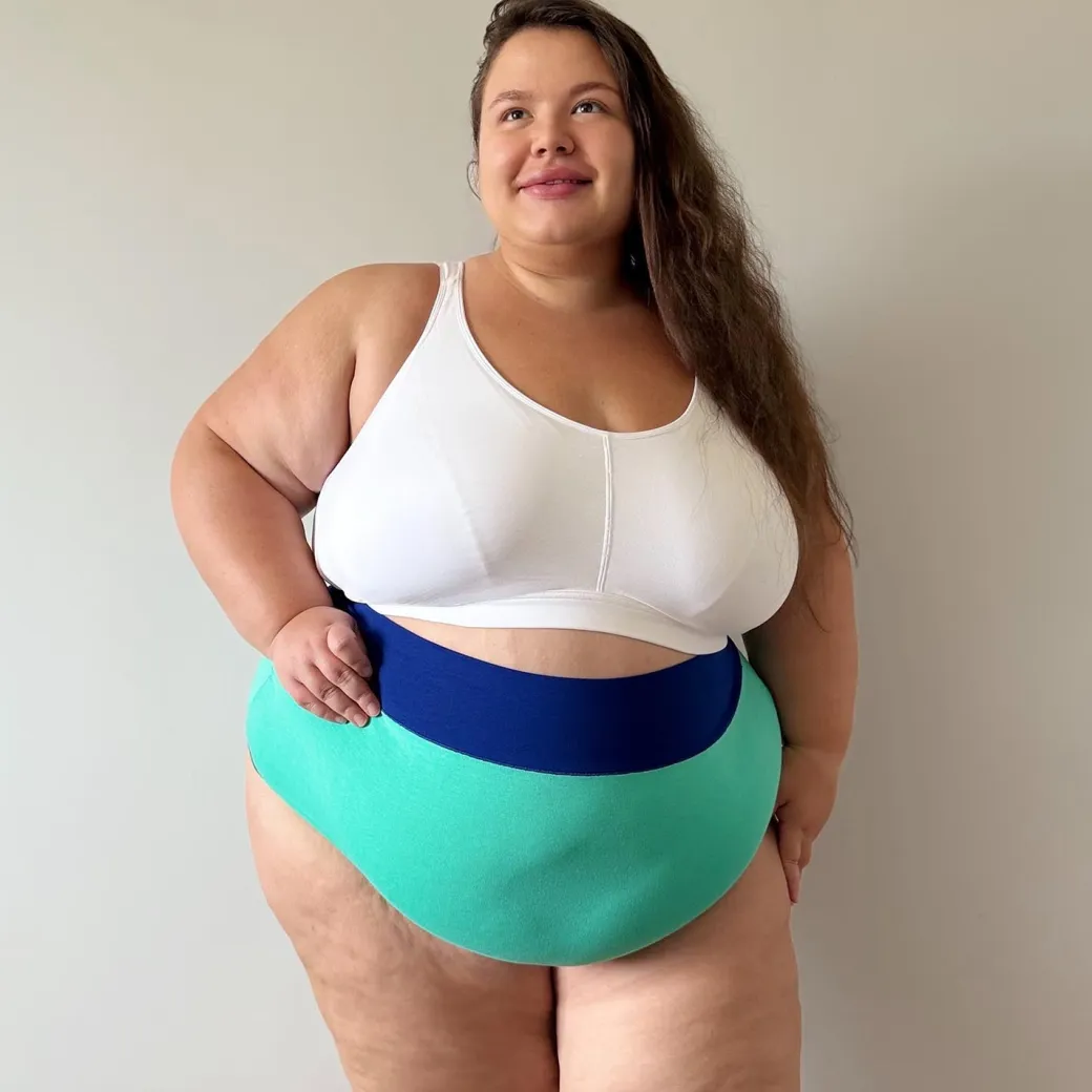 Organic Cotton Super High Waist Duo Knickers - Mint & Arabesque