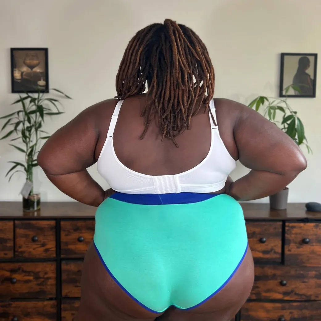 Organic Cotton Super High Waist Duo Knickers - Mint & Arabesque