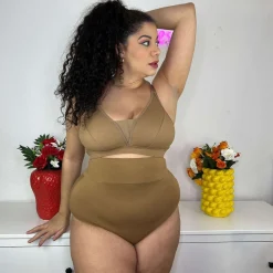 Organic Cotton Super High Waist Knickers - Caramel
