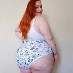 Organic Cotton Super High Waist Knickers - Passion au Jardin - L'Amour Bleu