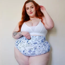 Organic Cotton Super High Waist Knickers - Passion au Jardin - L'Amour Bleu